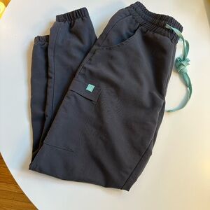 Dark Gray Scrub Pants with Teal details